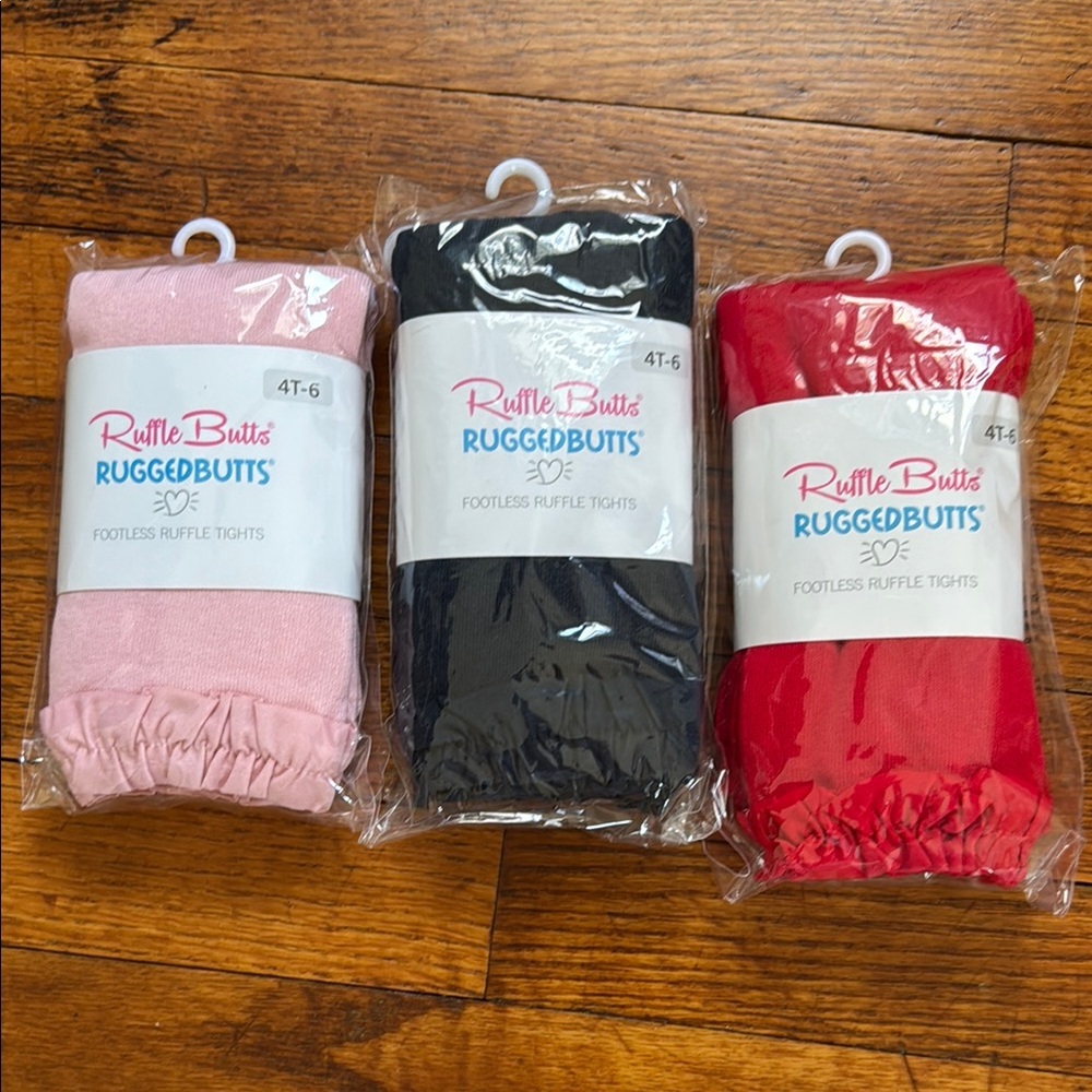 Ruffle Butts girls footless ruffle tights. NWT! Size 4-6T